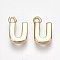 Brass Charms, Letter, Nickel Free, Real 18K Gold Plated, Letter.U, 8.5x5.5x1.5mm, Hole: 0.8mm