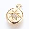 Brass Charms, with Cubic Zirconia, Flat Round with Star, Golden, 13x9.5x2mm, Hole: 1mm