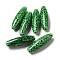 Normal Lampwork Beads, Spaghetti Beads, Oval with Fleck, Green, 41~42x12mm, Hole: 2mm