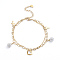 304 Stainless Steel 3-strand Bracelets, Charm Bracelets, with Pave Disco Ball Polymer Clay Rhinestone and Lobster Claw Clasps, Heart & Cross, Golden, 7-7/8 inch(20cm)