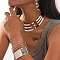 Alloy Pendant Necklaces & Stud Dangle Earrings & Cuff Bangles Sets, Platinum, 392mm