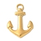 304 Stainless Steel Pendants, Ion Plating(IP), Anchor Charms, Real 14K Gold Plated, 30.5x22x2.5mm, Hole: 4.5x3mm