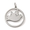 Non-Tarnish 304 Stainless Steel Pendants, with Jump Ring, Flat Round, Stainless Steel Color, Bird, 33x29.5x2mm, Hole: 5.5mm