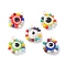 Wire Wrapped Glass & Resin Pendants, with Brass Findings, Flat Round with Evil Eye, Mixed Color, 18x16x6mm, Hole: 1.5mm