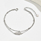 S925 Sterling Silver Micro Pave Clear Cubic Zirconia Double Layer Link Bracelets, Satellite & Cable Chains Bracelets for Women, Oval, Silver, oval: 5/8x1/8 inch(1.5x0.4cm), Inner Diameter: 6-1/4 inch(16cm)