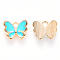 Alloy Enamel Charms, Butterfly, Light Gold, Sky Blue, 10.5x13x3mm, Hole: 2mm