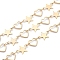 Handmade Brass Beaded Chains, Soldered, with Spool, Heart and Star, Real 18K Gold Plated, 6x7.5x1mm, about 82.02 Feet(25m)/roll