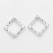 Tibetan Style Alloy Bead Frame, Rhombus, Cadmium Free & Nickel Free & Lead Free, Silver, 16x16x2mm, Hole: 1mm