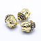 Brass Micro Pave Cubic Zirconia Beads, Buddha, Golden, 13x11x10mm, Hole: 2mm
