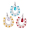 3Pcs Handmade Glass Seeds Beads Pendants, with Glass & 304 Stainless Steel Findings, Teardrop, Mixed Color, 37.5x41x5mm, Hole: 1.2mm, 3pcs/set