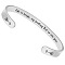 Inspirational 304 Stainless Steel Cuff Bangles, Words, Stainless Steel Color, 6-1/4x1/4 inch(16x0.6cm)