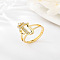 Brass Micro Pave Cubic Zirconia Finger Rings, Cadmium Free & Nickel Free & Lead Free, for Women, Letter V, US Size 3(14mm)