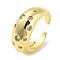 Brass Micro Pave Cubic Zirconia Open Cuff Ring, Cadmium Free & Lead Free, Real 16K Gold Plated, US Size 8 1/2(18.5mm)