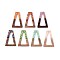 Opaque Resin and Walnut Wood Pendants, Trapezoid Charms, with Glitter Powder & Gold Foil, Mixed Color, 38x24.5x3mm, Hole: 2mm