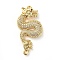 Brass Micro Pave Cubic Zirconia Links connectors, Dragon, Clear, Golden, 33x15.5x3mm, Hole: 1.6mm