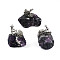 Natural Fluorite Cluster Base Sculpture, with Antique Silver Alloy Miner, for Home Office Desktop Decorations, 35~60x35~60x38~60mm
