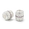 Brass Micro Pave Cubic Zirconia European Beads, Large Hole Beads, Barrel, Rack Plating, Cadmium Free & Lead Free, Long-Lasting Plated, Silver, Misty Rose, 10x9mm, Hole: 5mm