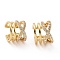 Clear Cubic Zirconia Criss Cross Open Cuff Earrings, Brass Hollow Earrings for Women, Cadmium Free & Lead Free, Golden, 10.5x12.5x13mm