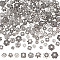160Pcs 8 Styles Brass Bead Caps, Multi-Petal, Flower, Antique Silver, 6~12x3~10.5x2~6mm, Hole: 1.2~2mm, about 20pcs/style