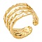 304 Stainless Steel Geometric Multi-layer Cuff Ring, Unisex Minimalist Adjustable Opening, Golden, Inner Diameter: 17mm