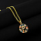 Brass Pave Colorful Cubic Zirconia Initial Ring Pendant Necklaces, 304 Stainless Steel Cable Chain Necklaces, Golden, Letter P, 17.72 inch(45cm)