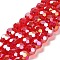 Transparent Glass Beads, 32 Facets, AB Color Plated, Round, Red, 10x8.5~9mm, Hole: 1.6mm, about 67pcs/strand, 23.62''(60cm)