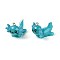 Opaque Resin Pendants, Dragon Charm, with Stainless Steel Color Plated 304 Stainless Steel Loops, Dark Turquoise, 18.5x23x25mm, Hole: 1.8mm
