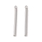 Non-Tarnish 304 Stainless Steel Pendants, Cuboid/Bar Charm, Stainless Steel Color, 27.5x2.5x2mm, Hole: 1.4mm