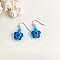 Brass Flower Dangle Earrings, with Glass, Platinum, Blue, 31x14mm