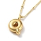 Initial Letter Brass Pendant Necklaces, Real 18K Gold Plated, Letter Q, 17.52 inch(445mm), Letter: 19.5x12.5mm.