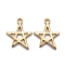 Brass Pendants, Long-Lasting Plated, Star, Real 18K Gold Plated, 13x11x1mm, Hole: 1.2mm