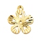 Rack Plating Brass Pendants, Long-Lasting Plated, Flower Charm, Golden, 16x14x1mm, Hole: 1.2mm