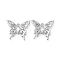Hollow Brass Micro Pave Cubic Zirconia Pendants, Cadmium Free & Nickel Free & Lead Free, with Glass, Butterfly Charms, Real Platinum Plated, 13x15x3mm, Hole: 1.4mm