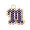 Handmade MIYUKI Seed Beads, Loom Pattern Letter Pendants, with 304 Stainless Steel Jump Rings, Letter M, 15x14x2mm, Hole: 2.5mm