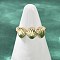 Brass Adjustable Open Cuff Rings for Women, Cadmium Free & Lead Free, Shell Shape, Real 18K Gold Plated, 7.5mm