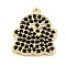 Rack Plating Brass Cubic Zirconia Pendants, Lead Free & Cadmium Free, Long-Lasting , Ghost CharmCharm, Real 18K Gold Plated, 16x14x1.8mm, Hole: 1.2mm