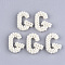 Handmade ABS Plastic Imitation Pearl Woven Beads, Letter, Letter.G, 34~36x26~28x7~8mm