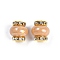 Brass Beads, Cadmium Free & Lead Free, with Rhinestone & Resin, Golden, PeachPuff, 14.5x13.5mm, Hole: 3.5mm