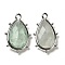 Natural Green Fluorite Pendants, with Platinum Brass Edge, Faceted, Teardrop, 22.5x14x5.5mm, Hole: 1.6mm.