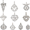 SUNNYCLUE 10Pcs Stone Holder Necklace Silver Locket Charms Bulk Cage Pendants Vintage Cage Locket Charms Perfume Diffuser Locket Pendants Ball Pendant for Jewelry Making Charms Women DIY Necklaces