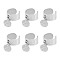 6Pcs 304 Stainless Steel Open Cuff Finger Rings, with 304 Stainless Steel Flat Round Pendant, Stainless Steel Color, US Size 7(17.3mm), 6pcs/set