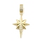 Brass Micro Pave Clear Cubic Zirconia Star European Dangle Charms, Large Hole Pendants, Cadmium Free & Lead Free, Real 18K Gold Plated, 44.5mm, Hole: 7.5x4.5mm