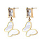 Stainless Steel Pave Clear Cubic Zirconia Stud Earrings, Butterfly Dangle Earrings for Women, Golden