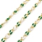 Brass Curb Chains, with Enamel, Cadmium Free & Nickel Free & Lead Free, Soldered, with Spool, Real 18K Gold Plated, Long-Lasting Plated, Green, 8.5x4.5x2mm, 10m/roll