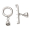Brass Micro Pave Clear Cubic Zirconia Toggle Clasps, Cadmium Free & Nickel Free & Lead Free, Platinum, 30mm, Ring: 18x16x2mm, Hole: 1.2mm, Bar: 29x14x3mm, Pin: 1.2mm, Hole: 1.2mm, Pendant: 7x7x9mm, Hole: 1.2mm