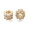 Brass Micro Pave Clear Cubic Zirconia Beads, Column, Golden, 8.5x6mm, Hole: 3.5mm