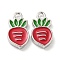 Brass Enamel Charms, Cadmium Free & Nickel Free & Lead Free, Carrot Charm, Real Platinum Plated, 13.5x7.5x2mm, Hole: 1.6mm