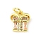 Brass Micro Pave Cubic Zirconia Pendants, Gift Charms, Long-Lasting Plated, Cadmium Free & Lead Free, Rack Plating, Real 18K Gold Plated, with Jump Ring, Pink, 10.5x9.5x3mm, Hole: 3mm