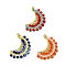 3Pcs Glass Seed Beaded Moon Pendants, with Glass & 201 Stainless Steel Findings, Mixed Color, 33x30.5x4.5mm, Hole: 3.5mm