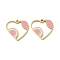 Ion Plating(IP) 316L Surgical Stainless Steel Pendants, Nickel Free, with Enamel, Real 18K Gold Plated, Heart Charm, Pink, 15x16x1.5mm, Hole: 1.2mm
